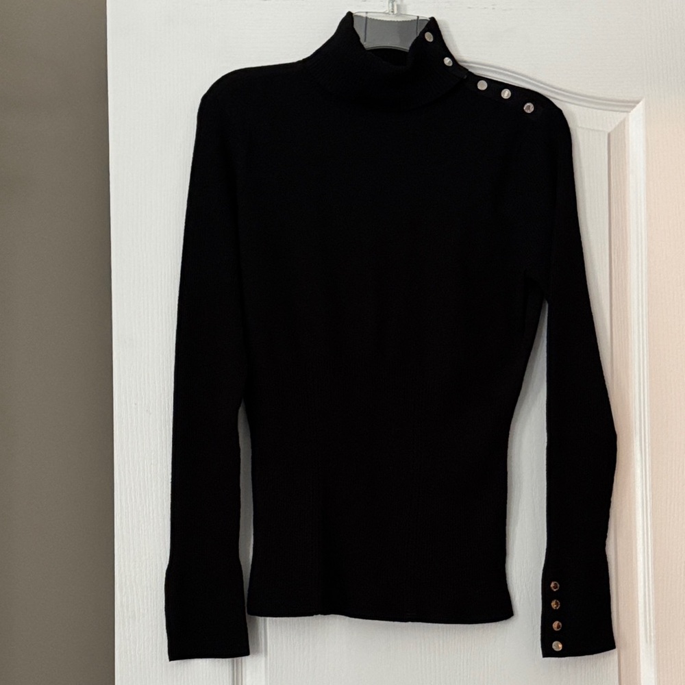 WHBM Soft Turtleneck Sweater with Button Accents